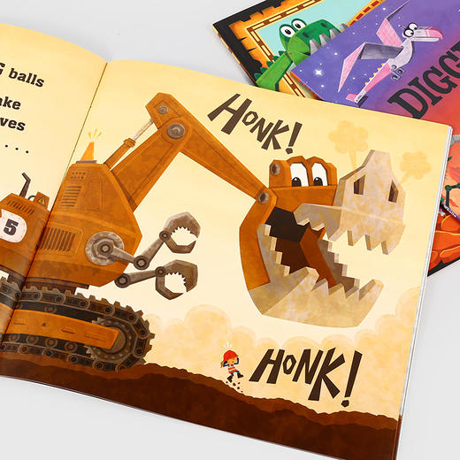 【英文原版】小彼恩点读书Diggersaurs恐龙工程车3册英文原版2-5岁英语语感品格塑造故事绘本毛毛虫点读笔配套书（不带笔） 商品图3