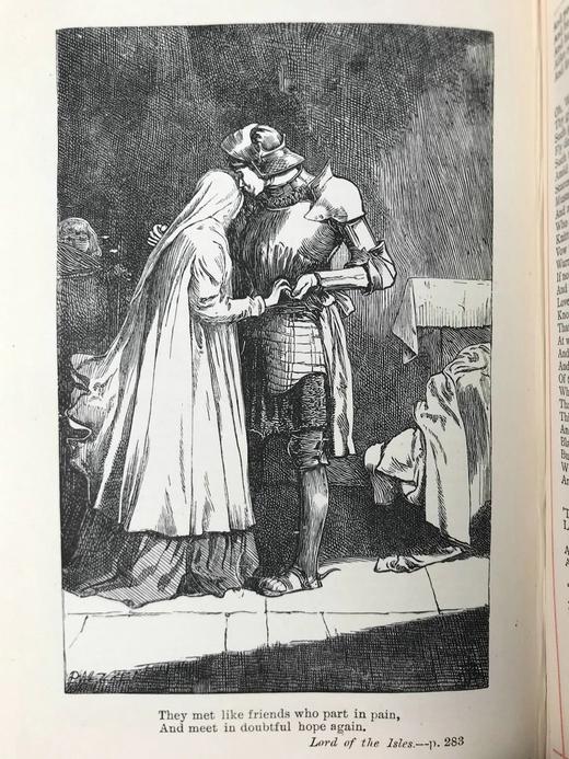 约19世纪后期 司各特诗集 约10幅版画插图 漆布精装32开 商品图7