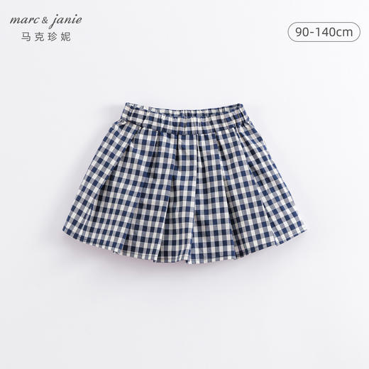 马克珍妮春夏新款 女童学院风格纹百褶裙半身裙 儿童短裙230178 商品图0