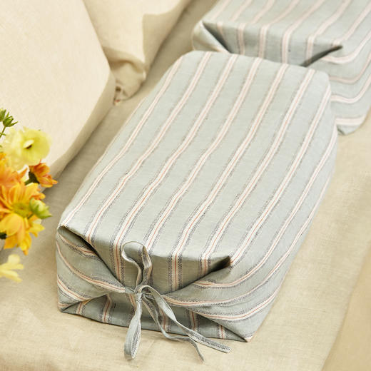 亚麻条纹系列调节枕全荞麦壳成人护颈枕 商品图2