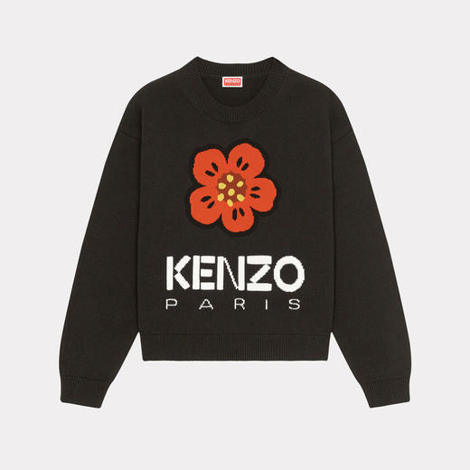 KENZO 高田贤三 女士棉质 “BOKE FLOWER” 徽标嵌花长袖针织衫 黑色 FD52 PU380 3LC 99J 商品图0