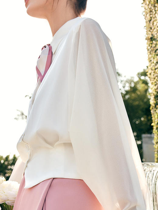 OLrain欧芮儿法式米白色长袖衬衫女春季2023新款宽松复古衬衣 商品图1