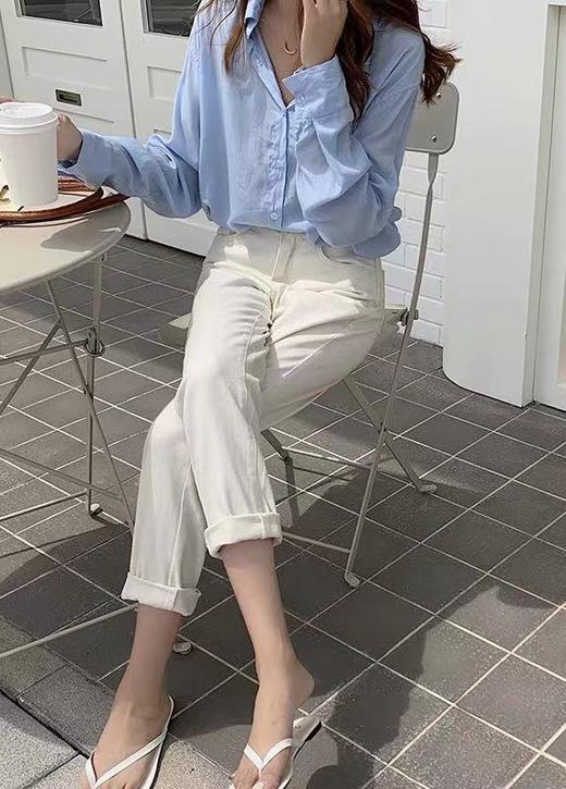 1元每小时开价一次  情侣款Q8-1-2-3/Q9-1【牛仔裤系列】LIST韩国品牌米白微弹百搭牛仔裤 商品图4