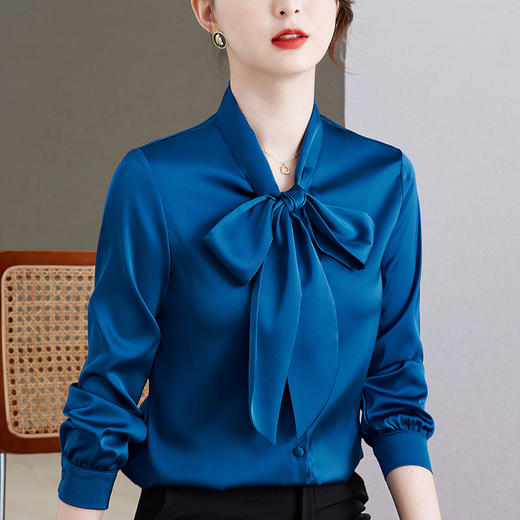 蝴蝶结飘带时尚洋气职业气质衬衣QB-CFM2073 商品图2