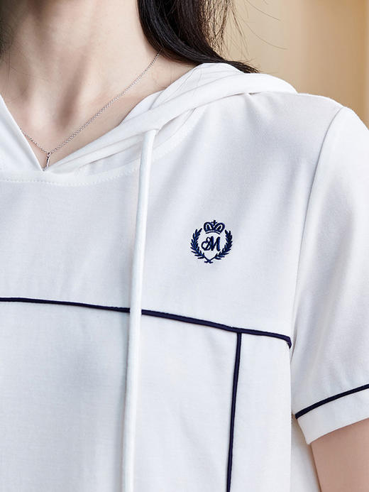 剩S/M/L/XL 米思阳2025夏季新款气质休闲减龄直筒连衣裙撞色明线连帽裙子1092 商品图4