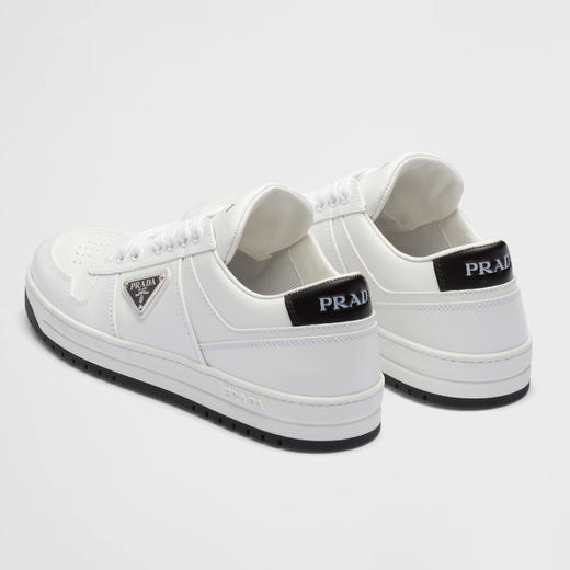 PRADA 普拉达 女士 Downtown 穿孔皮革漆包金属三角形标志休闲运动鞋 白色 1E792M 3LJ6 F0964 商品图2