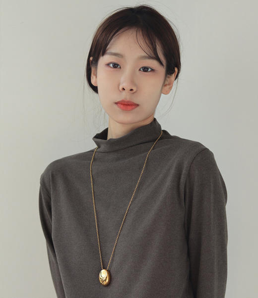 搭配利器丨长款金色水滴椭圆吊坠项链欧美复古金属小众简约长项链女 商品图2