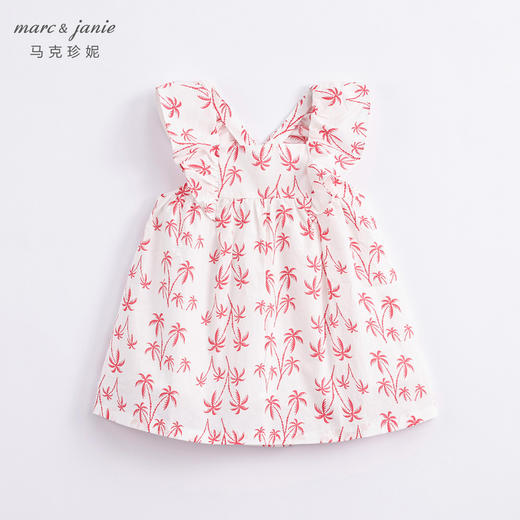 马克珍妮新款夏装 女童花边袖方领纯棉连衣裙230008 商品图3