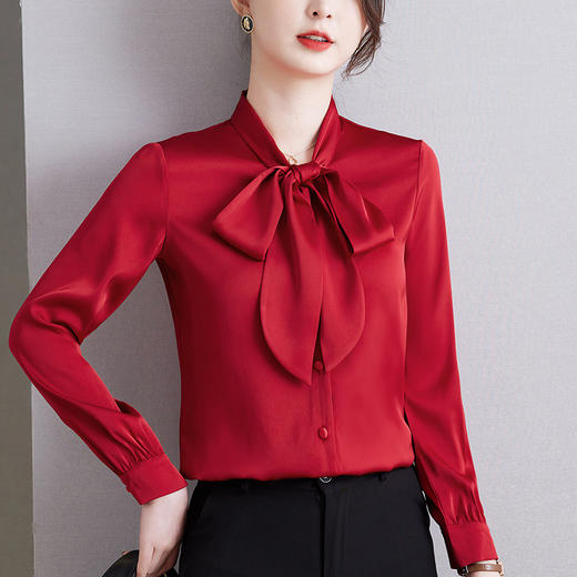 蝴蝶结飘带时尚洋气职业气质衬衣QB-CFM2073 商品图1