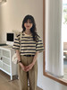 夏日穿搭【时尚百搭显瘦！】夏季2023新款宽松纯棉刺绣休闲半袖上衣 复古风条纹短袖T恤女 黑白条纹圆领短袖宽松小个子个性女装上衣潮 商品缩略图5