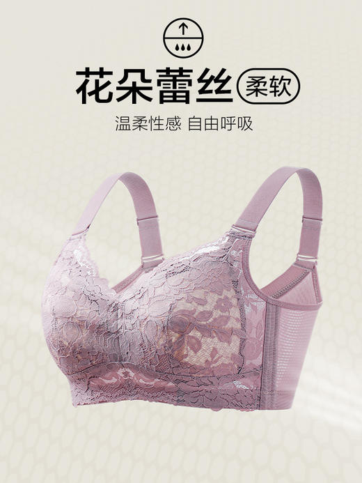 大胸显小全罩杯，蕾丝轻薄透气无钢托防抖动收副乳和腋下脂肪，无钢圈蕾丝调整型文胸 商品图4