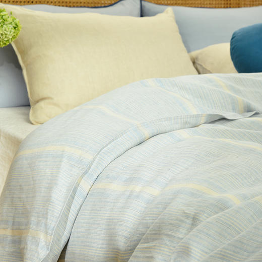 蓝色条纹系列被罩卧室轻奢亚麻床品 商品图3