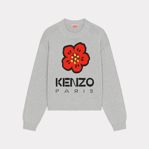 KENZO 高田贤三 女士棉质 “BOKE FLOWER” 徽标嵌花长袖针织衫 灰色 FD52 PU380 3LD 94 商品图0