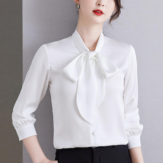 蝴蝶结飘带时尚洋气职业气质衬衣QB-CFM2073 商品图0