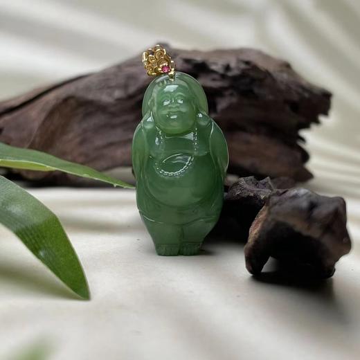 18K碧玉吊坠-猫眼站佛 商品图0