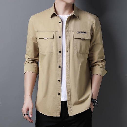 NBXY-春秋季男式中青年工装衬衣 休闲外穿宽松上衣 商品图0
