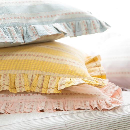 复古条纹系列花边枕全荞麦壳成人护颈枕 商品图2