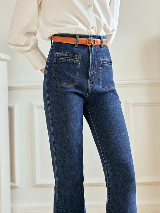 【满200减20元】OLrain欧芮儿法式牛仔裤女春季2023新款高腰显瘦复古阔腿喇叭裤子 商品图1