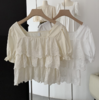 【好物推荐】欧玛莱 夏季韩版甜美荷叶边方领泡泡短袖纯色衬衫 商品缩略图1