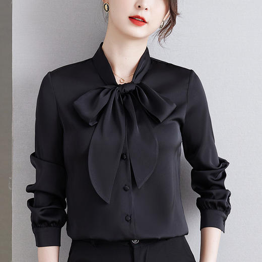蝴蝶结飘带时尚洋气职业气质衬衣QB-CFM2073 商品图3