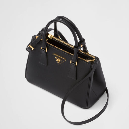 PRADA 普拉达 女士Galleria 小号 Saffiano 皮革三角形金属刻字徽标提挎包 黑色 1BA896 NZV F0002 EOO 商品图1