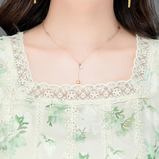 QYM H23A076-Y印花连衣裙蕾丝拼结中长裙时尚气质大摆裙 商品图3