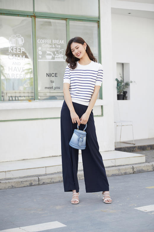 奇威【粘纤 84%】撞色条纹短袖T恤0DB05096 商品图8