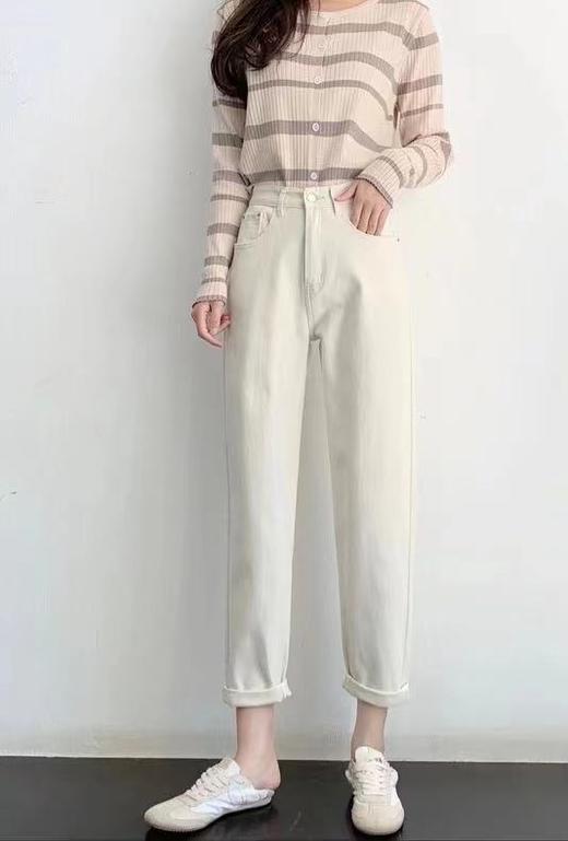 1元每小时开价一次  情侣款Q8-1-2-3/Q9-1【牛仔裤系列】LIST韩国品牌米白微弹百搭牛仔裤 商品图3