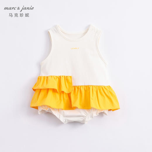 马克珍妮新款夏装 女童不规则花边摆背心连体衣230365 商品图1