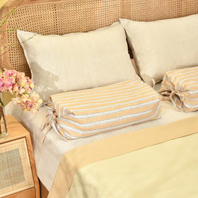 亚麻条纹系列调节枕全荞麦壳成人护颈枕