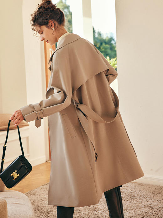 OLrain欧芮儿法式卡其色风衣外套女秋冬2022年新款宽松英伦风大衣 商品图2