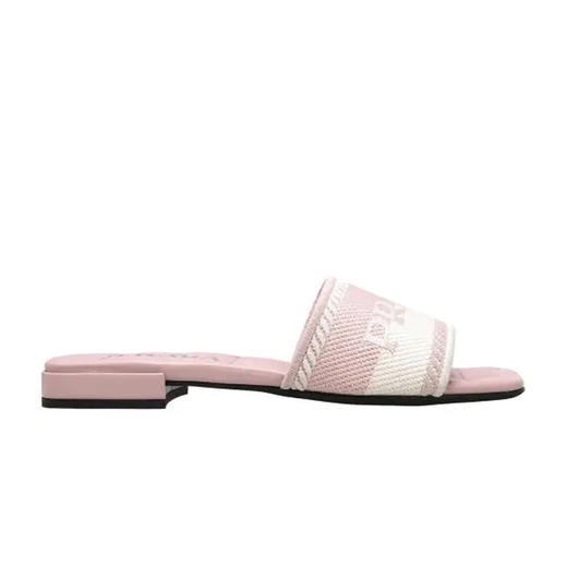 PRADA 普拉达 女士字母徽标刺绣布休闲拖鞋 混色 1XX612 3LKB F0PFG 商品图0