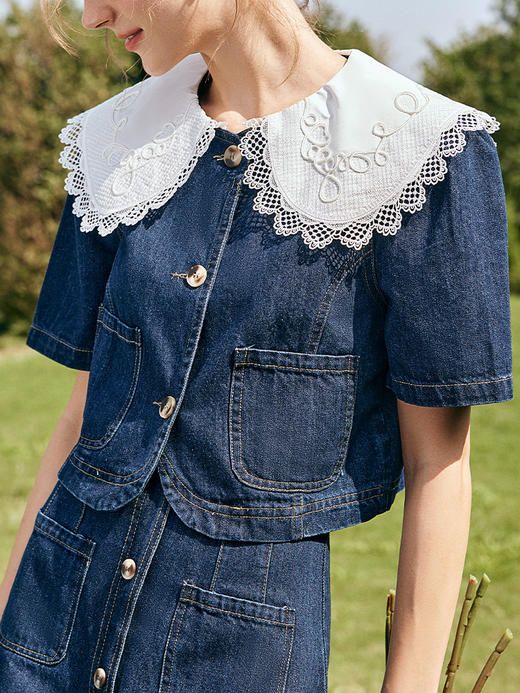 OLrain欧芮儿法式牛仔时尚套装女春季2023年新款外套半身裙两件套 商品图1