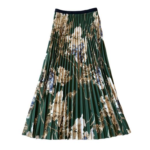 轻奢款丨高级感 水墨印花褶裥双绉百褶裙高腰显瘦A字半身裙 商品图4