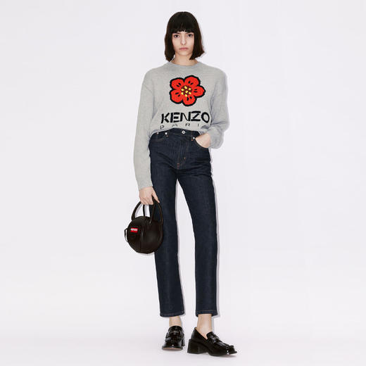 KENZO 高田贤三 女士棉质 “BOKE FLOWER” 徽标嵌花长袖针织衫 灰色 FD52 PU380 3LD 94 商品图3