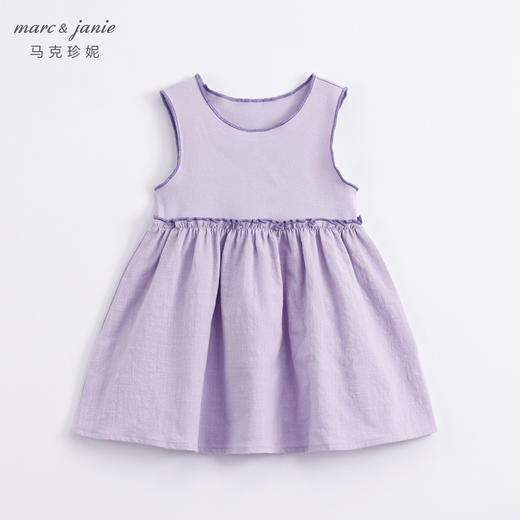 马克珍妮夏装 女童撞色木耳边锁边针织背心裙 儿童裙子230883 商品图2