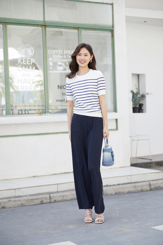 奇威【粘纤 84%】撞色条纹短袖T恤0DB05096 商品图7