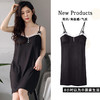 「莫代尔丝滑材质！数款可选」2023夏季冰丝睡裙 纯欲黑凉感型带胸垫性感蕾丝薄款吊带睡裙女上衣 商品缩略图0