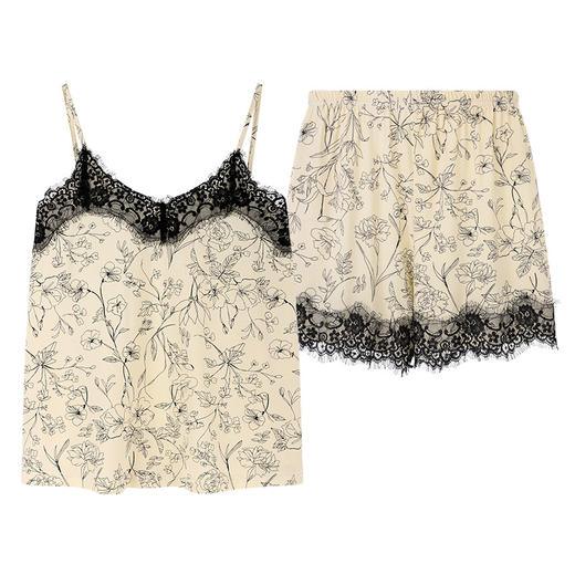 「碎花款！亲肤微弹」夏季睡衣复古碎花吊带背心 可爱少女性感风睡衣套装内衣 商品图4