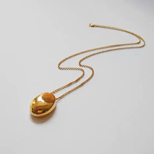 搭配利器丨长款金色水滴椭圆吊坠项链欧美复古金属小众简约长项链女 商品图1