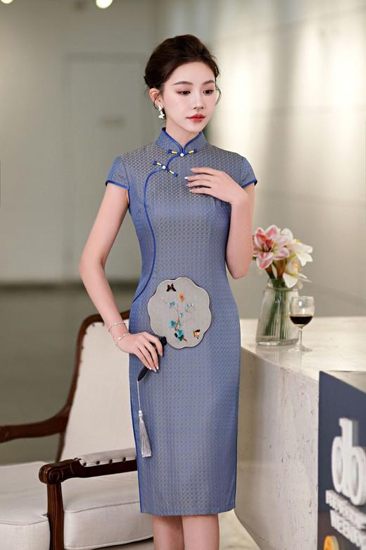 TZRY-214-11新款时尚气质精品真丝中长旗袍绣花旗袍长旗袍复古风修身旗袍 商品图0