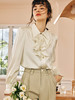 OLrain欧芮儿法式缎面蕾丝雪纺衫女春季2023年新款复古宫廷风上衣 商品缩略图2