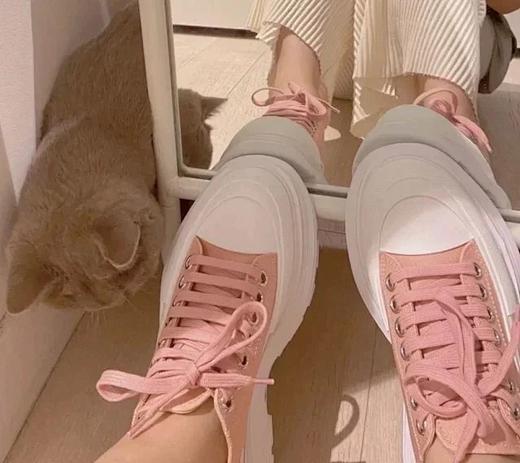 今天腿长加10CM！小个子福音啊啊啊！！简简单单的夏日穿搭~M昆经典厚底增高帆布鞋 商品图2