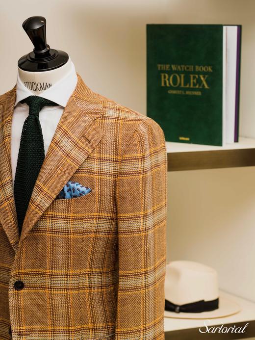 Cesare Attolini 橘色格纹亚麻单西 商品图2