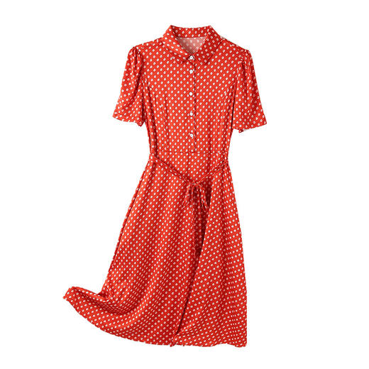 真丝连衣裙2023夏季新款方领格纹飘带气质时尚桑蚕丝中长款裙ASE-2385 商品图4