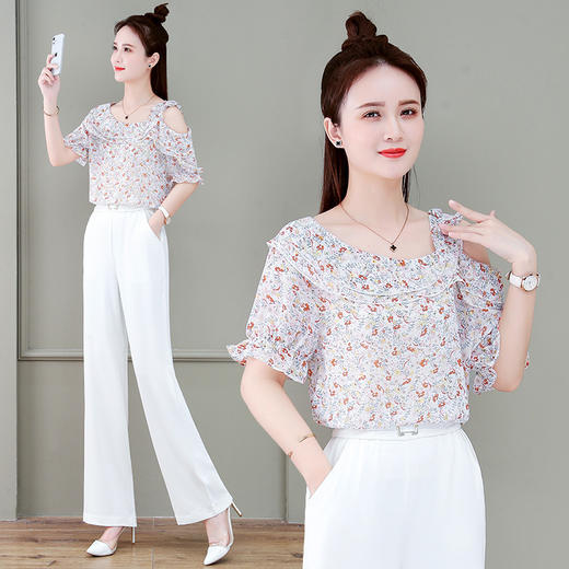 2023新款洋气小衫荷叶边露肩上衣XHFS-3Z2196 商品图3