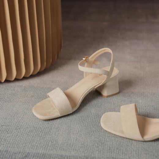 ZHR一字带凉鞋女2023夏季女鞋粗跟凉鞋简约时装凉鞋女配裙子通勤 商品图8