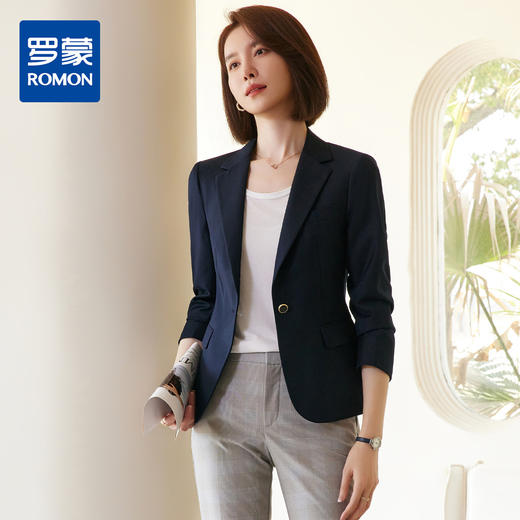 罗蒙春秋款女士小西装外套修身显瘦商务通勤休闲百搭单西服上衣外套女 商品图0