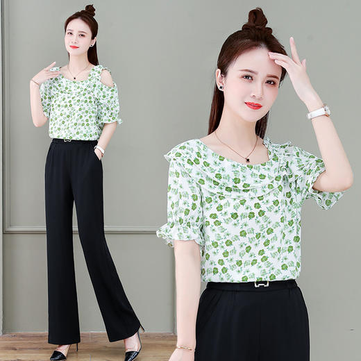 2023新款洋气小衫荷叶边露肩上衣XHFS-3Z2196 商品图2