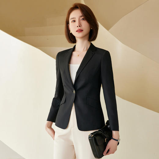 罗蒙春秋款小西装外套女士商务通勤休闲百搭修身显瘦一粒扣单西服上衣 商品图8